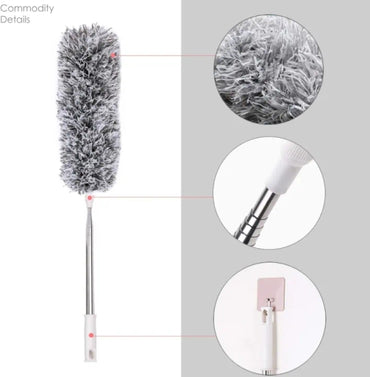 Microfiber Wall Cleaning Mop - Ceiling Fan Cleaner Brush with Wiper - Adjustable Long Handle