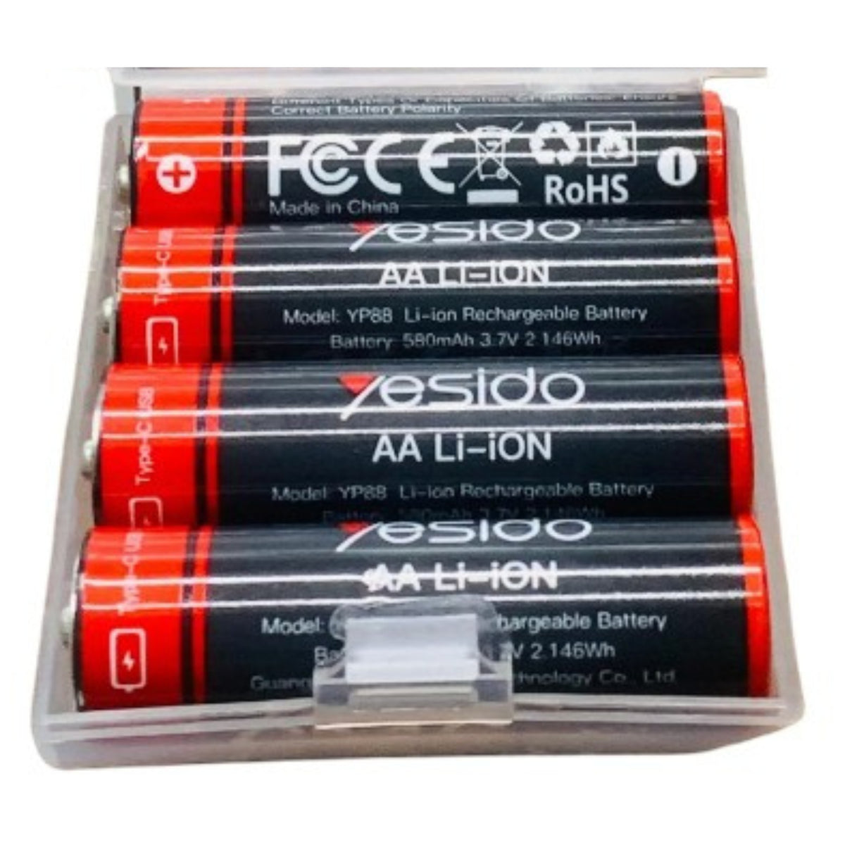 Yesido YP88 1.5V AA Type-C Rechargeable Lithium-ion Battery Pack – 4 Pcs For Digital Camera , Wireless Mic , Mouse , Keyboard etc...