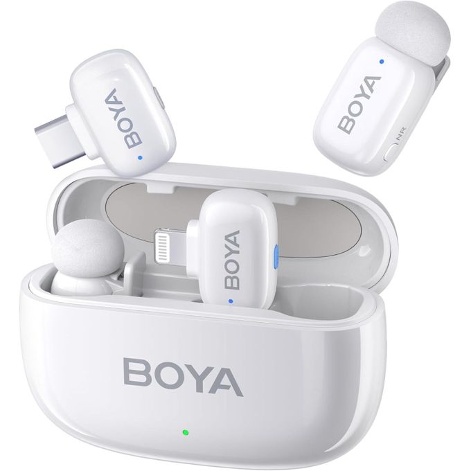 BOYA Mini 2.4Ghz Ultra Mini Wireless Microphone - Dual Wireless Microphones With Charging Case For ( Andriod Type-C and  phon