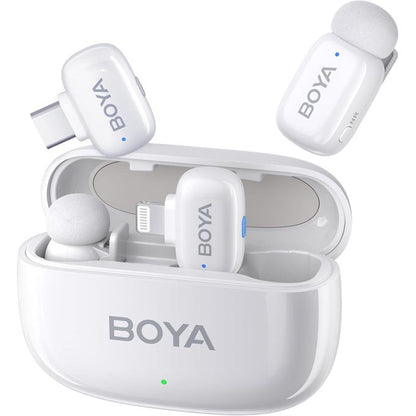 BOYA Mini 2.4Ghz Ultra Mini Wireless Microphone - Dual Wireless Microphones With Charging Case For ( Andriod Type-C and  phon