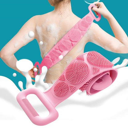 Silicone Back Scrubber Bath Shower Silicone Body Massage Brush Silicone Bath Towel Exfoliating Body Brush Belt Cleaning Shower Strap / Double-Sided Washing Towel Scrubber