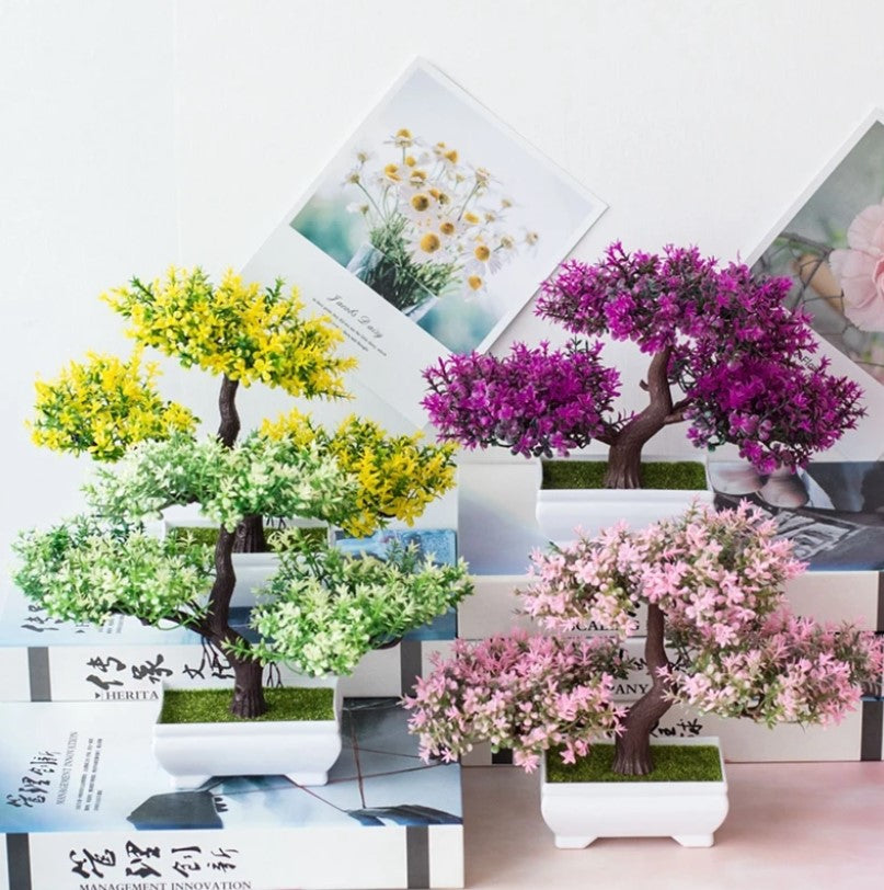 Artificial Plants Bonsai Small Tree Pot Plant Flowers Potted Ornaments for Home Room Table