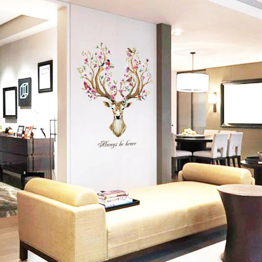 Flower Deer Beautiful Bird Sticker Butterfly Bird sticker plants room wallpaper bedroom nursery window decoration