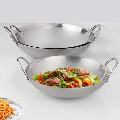 Stainless Steel Wok Pan with Handles,Fry Pan, Thachchi