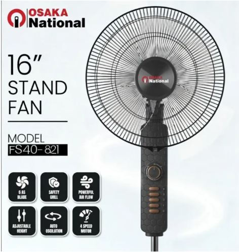 Osaka National Stand Fan 16 Inch 5 Blade 100% Copper Motor