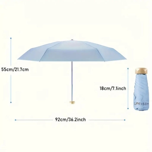 Elegant Mini 5-Fold Sun Umbrella with Golden Handle - Lightweight, Windproof Aluminum Frame
