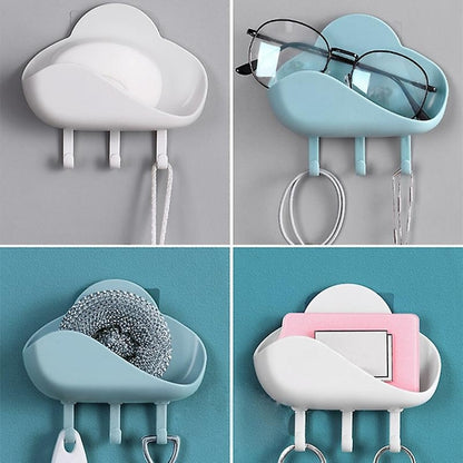 Cloud Style Hook Soap Holder Kitchen Wall Hanging Sticky Hook Bathroom Soap Box Drain