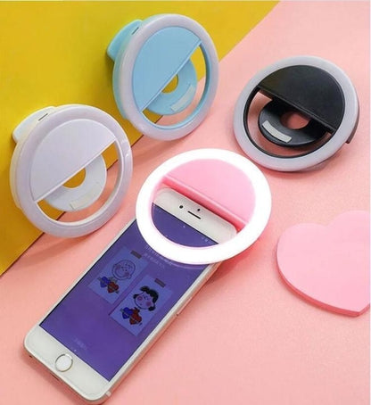 Portable Rechargeable LED Ring Flash Light for IPhone Android Phone Selfie Photography