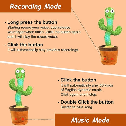 TikTok Dancing Cactus Toy with 60 Popular Songs + 3 Costumes Talking Singing Electric Musical Plush