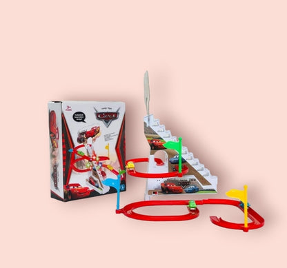 CAR Chasing Ladder Race Track Game Set - Playful Roller Coaster Playset with LED Flashing Lights