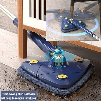 360° Triangle Twist Water Mop Self-Wringing Rotating Mop for Floor, Wall & Window