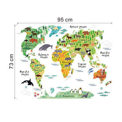 World Map Children Education Home Decoration animals tree bridge baby children cartoon bedroom room decor wall stickers removable kids nursery decal sticker Wall Decoration Stickers wall deco Mickey Balloon