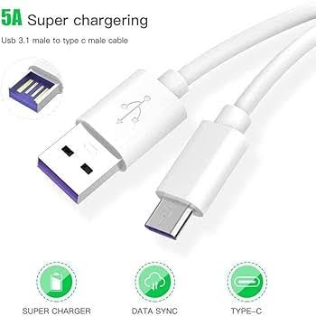 120W 5a 1M USB Type-C Fast Charging Cable for Huawei Xiaomi and Type-C Devices