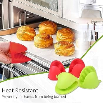 Silicon Hand Fingure Gloves for Kitchen Oven Heat Resistant Pot Holders 1 Pair