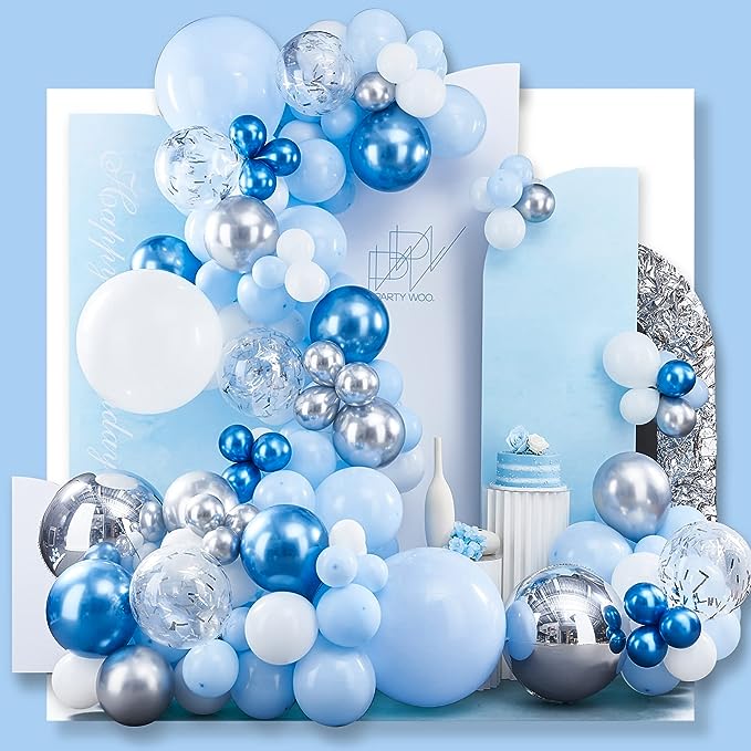 FREE 12 PCS 3D BUTTERFLY WITH Complete Set 104-Piece Premium Blue Balloon Garland Kit for Party Decoration, Unisex Balloon Arch Set for All Ages