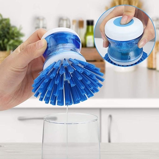 Soap Dispensing Palm Brush with Ergonomic Handle, Multifunctional Dish Scrubber