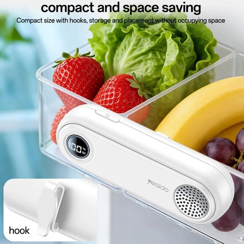 Yesido EC33 Multi-Functional Fridge Deodorizer - Rechargeable Odor Eliminator & Sterilizer with Digital Display, 3 Modes, USB-C Charging