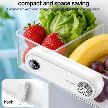 Yesido EC33 Multi-Functional Fridge Deodorizer - Rechargeable Odor Eliminator & Sterilizer with Digital Display, 3 Modes, USB-C Charging