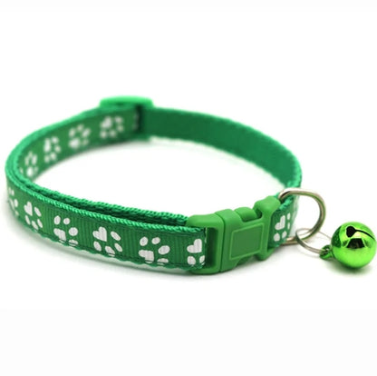 Cute Paw Design Cat Collar with Bell and Cat Belt - Adorable Accessory for Your Feline Friend