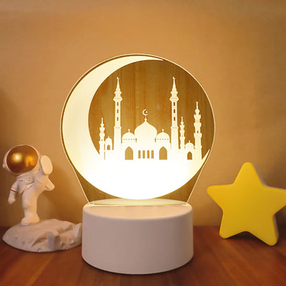 Islamic Table Lamp Four Heart Bedside Lamp Romantic Color USB Touch Switch LED Acrylic 3D Night Light Creative table lamp Acrylic Night Light USB baby bedroom desk birthday gift