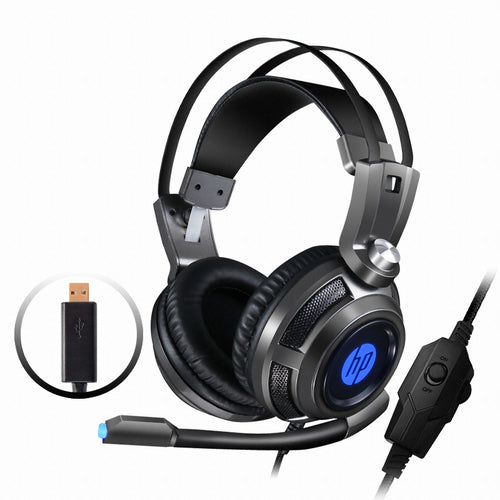 HP H200GS Wired Over-Ear Gaming Wired Headset with Rotatable Mic LED Lighting Ergonomic Design for PC