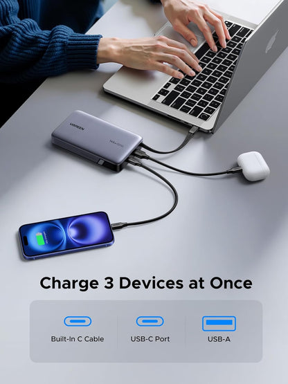 UGREEN 20000mAh 145W Power Bank with Built-in USB-C Cable - 55992B