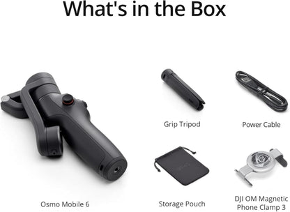 DJI Osmo Mobile 6 Gimbal Stabilizer for Smartphones, 3-Axis Phone Gimbal, Built-In Extension Rod, Object Tracking, Portable and Foldable, Vlogging Stabilizer, YouTube TikTok