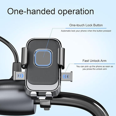 Bike Phone Holder, One Hand Operation and 360° Rotatable Phone Holder for Motorcycle and ATV Scooter