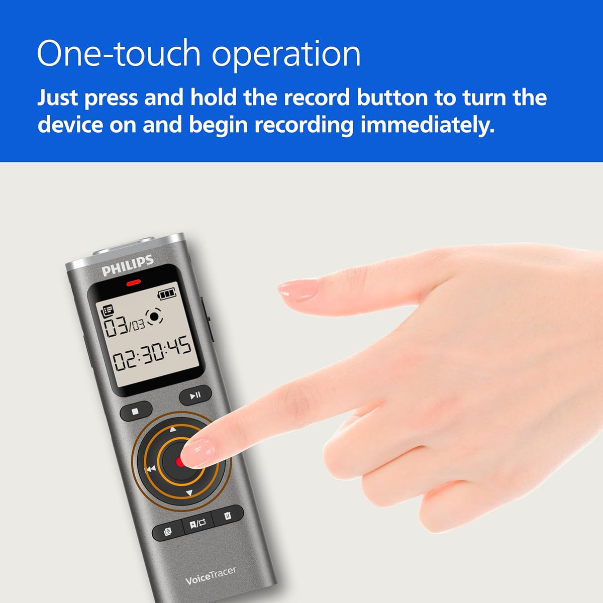 Philips DVT1170 VoiceTracer, Audio Recorder, 8GB, Micro SD Card Slot, 360° Microphone for Excellent Sound Voice Recorder