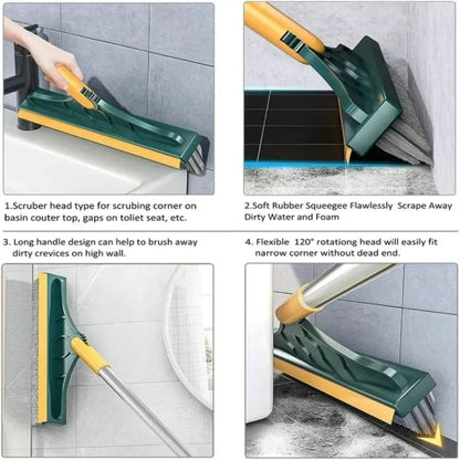 2 In 1 Floor Scrub Brush, V-Shaped Floor Scrub Brush with Long Handle, Bathroom Shower Crevice Clean