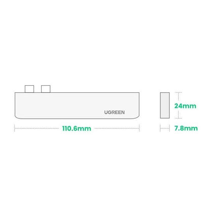 Ugreen USB-C HUB 60559 2x USB-C / USB-C PD (Thunderbolt 3, 100W, 4K 60 Hz, 10 Gbps) / HDMI 4K 30 Hz / 3x USB 3.0 for MacBook Pro / Air