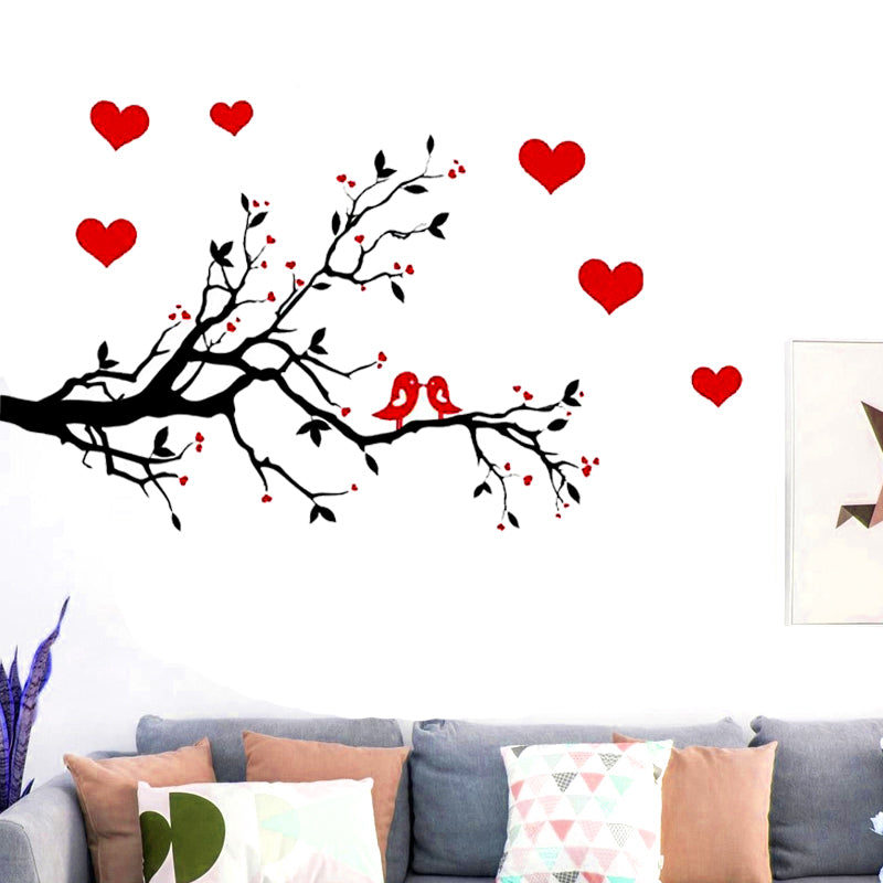 Red Heart Birds Tree Branch Wall decoration stickers room wallpaper bedroom nursery kids room Home decoration Wall Stickers