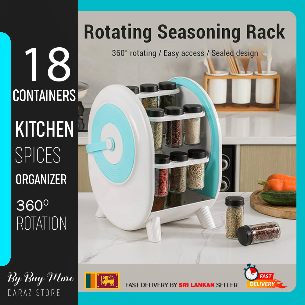 360 Degree Rotating Seasoning Organizer, Condiment Holder, Space Saving Kitchen Countertop Organizer with 360 Rotation for Home Chefs, Spice rack, Container Kitchen Accessories, Chilli, Turmeric, Pepper, Sault all kind of Seasong spices rack