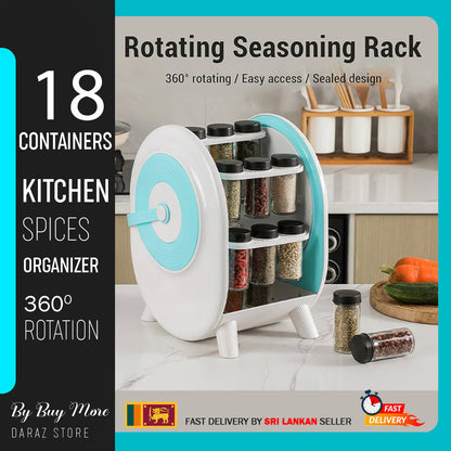360 Degree Rotating Seasoning Organizer, Condiment Holder, Space Saving Kitchen Countertop Organizer with 360 Rotation for Home Chefs, Spice rack, Container Kitchen Accessories, Chilli, Turmeric, Pepper, Sault all kind of Seasong spices rack