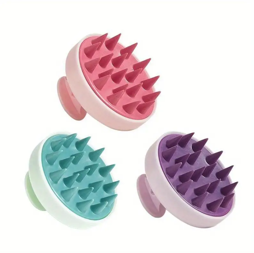 Silicone Scalp Massager Shampoo Brush | Handheld Exfoliator & Hair Scrubber (Wet & Dry)