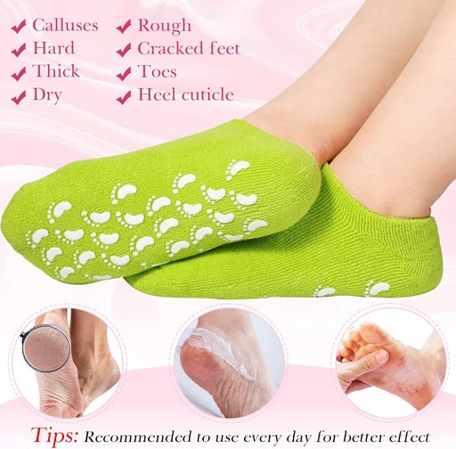 2Pcs Silicone Feet Care Socks Moisturizing Gel Heel Thin Socks with Hole Cracked Foot Skin Care