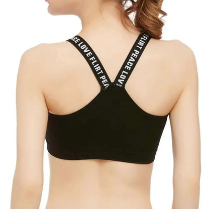 Women Sport Bra Fitness Letters Yoga Wrap Chest Bra Running Yoga Gym Fitness Crop Top