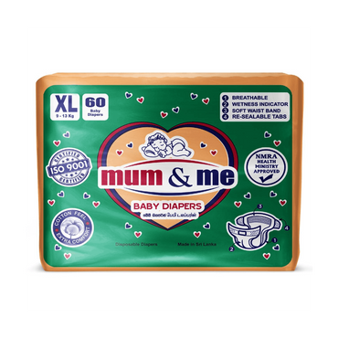 Mum and Me Baby Diaper XL (XL Baby Pasting) 60 Pack