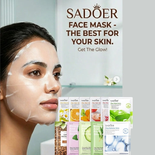 SADOER Plant Mask Series Facial Mask Sheets - Suitable for All Skin Types, for Men & Women