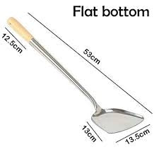 Stainless Steel Fried Rice Spoon with Wooden Handle Chinese Ladle, Wok Ladle