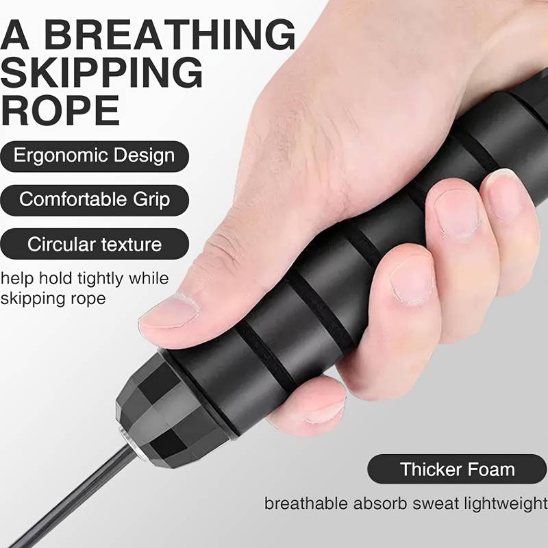 Skipping Rope Tangle-Free with Ball Bearings Rapid Speed Jump Rope Cable and 6” Memory Foam Handles