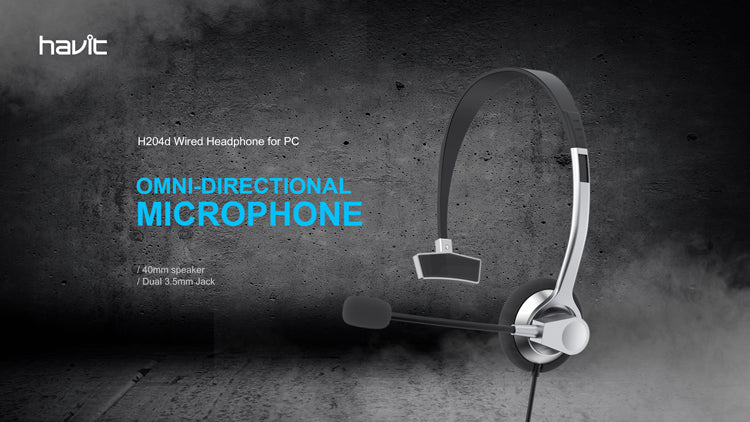Havit H204d 3.5mm Double Plug with Mic Headphone for Computer