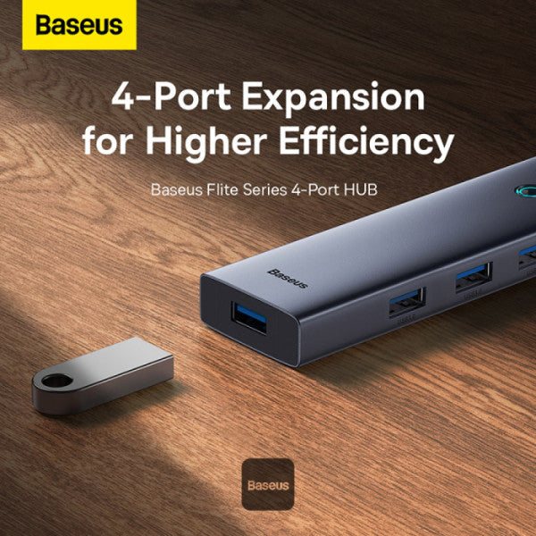 Baseus UltraJoy Series 4-in-1 USB-C Hub To USB 3.0 Extention - Grey