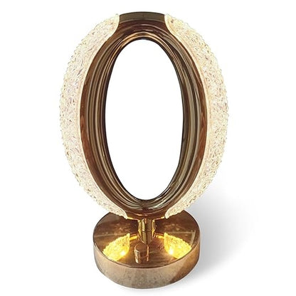Oval Shape Crystal Lamp Cordless Luxury Lamp USB Rechargeable 3 Way Dimmable Touch Control