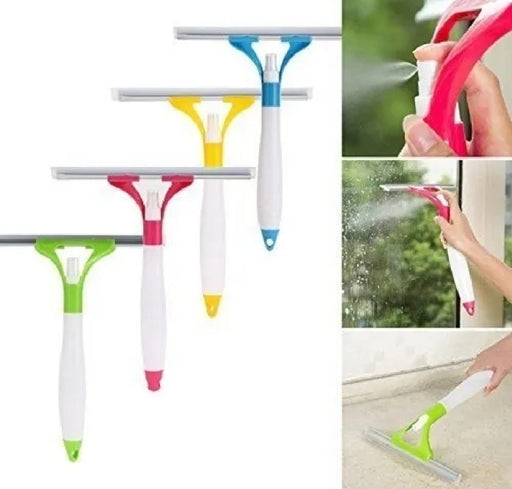 Glass Spray Window & Car Cleaner Brush with Spray Wiper, Multicolor SMT