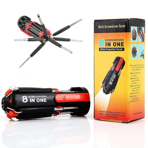 8 In 1 Multi Screwdriver with LED Torch Tool Set
