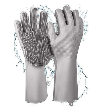 Magic Silicone Dishwashing Gloves with Built in Scrubber Heat Resistant Reusable Anti Slip