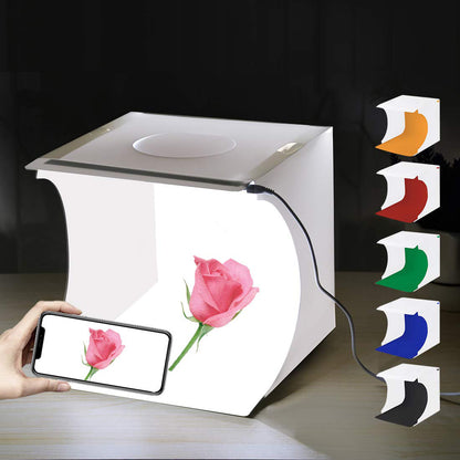 20 X 20 X 20 CM Big Size Folding Lightbox Photography Instant Home Photo Studio 1 Panel LED Light Room Photo box Camera Box Soft Box with Black & White Backdrops