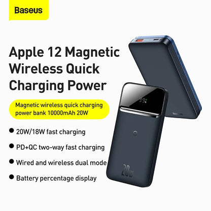 Baseus PD 20W Power Bank 10,000mAh With Magnetic MagSafe Wireless Charging & USB-C