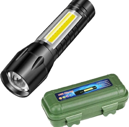XPE COB LED Flashlight Adjustable Focus Camping Torch Pen Clip Light